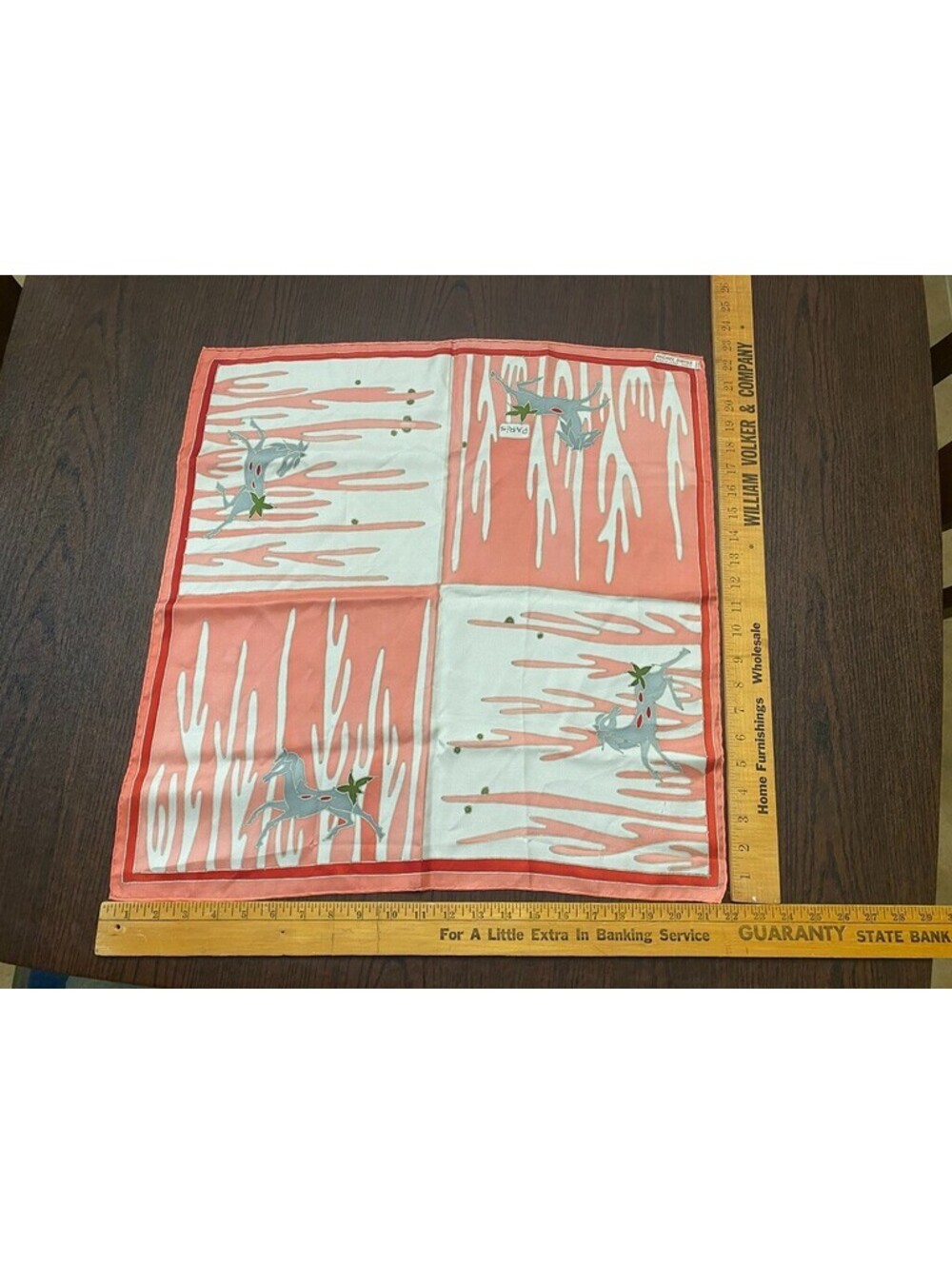 Vintage Michel Swiss Paris Deer Scarf France Mid Century Handkerchief